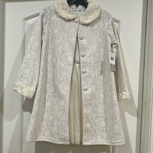 Girls Ivory dress and coat 8